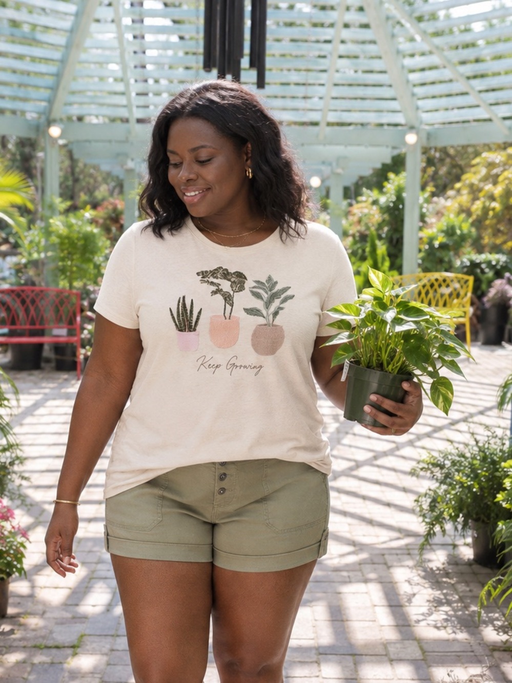 Torrid Keep Growing Embroidered Plant Graphic Tee Tan Size 2 2X NWT 18 20 NEW